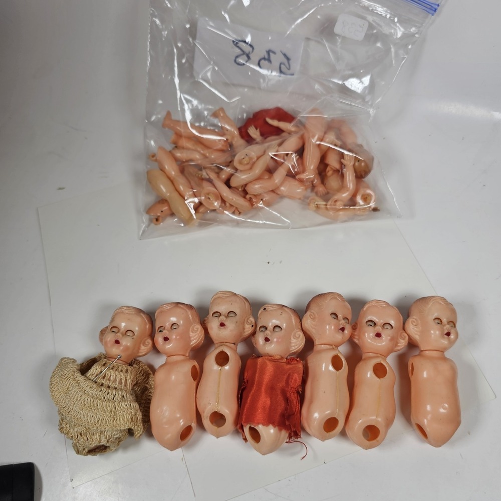 Vintage Hard Plastic Jointed‎ Dollhouse Doll Made in Hong Kong - Sleepy Eyes Lot